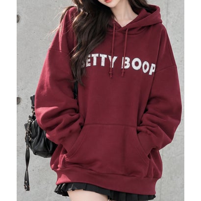 裏起毛BETTY BOOP バックプリントオーバーサイズパーカー （ワインレッド）｜詳細画像