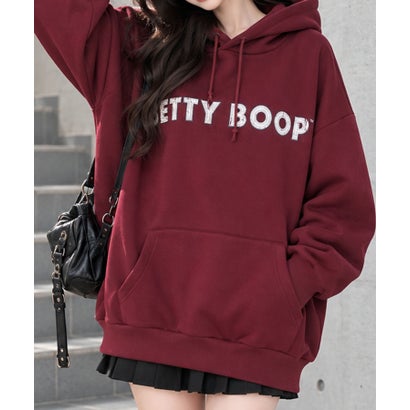裏起毛BETTY BOOP バックプリントオーバーサイズパーカー （ワインレッド）｜詳細画像