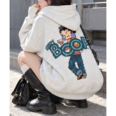 裏起毛BETTY BOOP バックプリントオーバーサイズパーカー （モクグレー）｜詳細画像