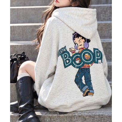 裏起毛BETTY BOOP バックプリントオーバーサイズパーカー （モクグレー）｜詳細画像