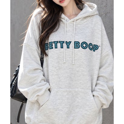 裏起毛BETTY BOOP バックプリントオーバーサイズパーカー （モクグレー）｜詳細画像