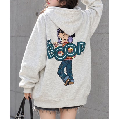 裏起毛BETTY BOOP バックプリントオーバーサイズパーカー （モクグレー）｜詳細画像