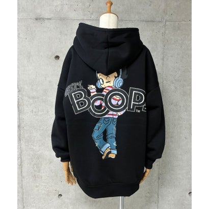 裏起毛BETTY BOOP バックプリントオーバーサイズパーカー （ブラック）｜詳細画像