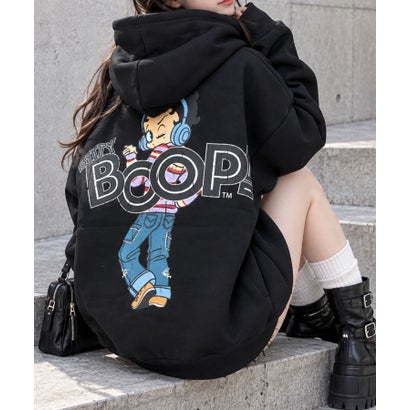 裏起毛BETTY BOOP バックプリントオーバーサイズパーカー （ブラック）｜詳細画像