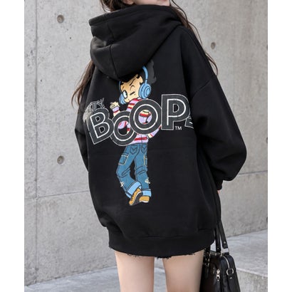 裏起毛BETTY BOOP バックプリントオーバーサイズパーカー （ブラック）｜詳細画像