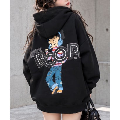 裏起毛BETTY BOOP バックプリントオーバーサイズパーカー （ブラック）｜詳細画像