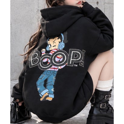 裏起毛BETTY BOOP バックプリントオーバーサイズパーカー （ブラック）｜詳細画像