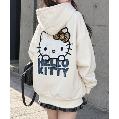 裏起毛HELLO KITTY バックプリントオーバーサイズパーカー （アイボリー）｜詳細画像