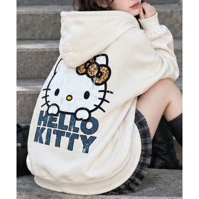 裏起毛HELLO KITTY バックプリントオーバーサイズパーカー （アイボリー）｜詳細画像