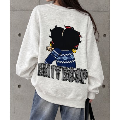 裏起毛BETTY BOOPフロント＆バックプリントオーバーサイズトレーナー （モクグレー）｜詳細画像