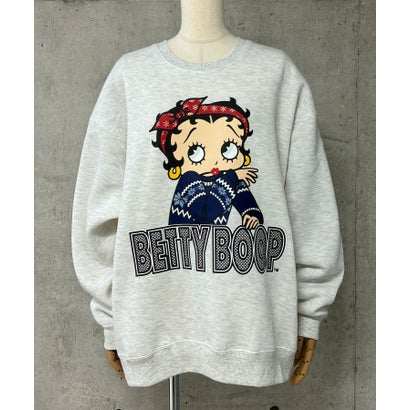 裏起毛BETTY BOOPフロント＆バックプリントオーバーサイズトレーナー （モクグレー）｜詳細画像