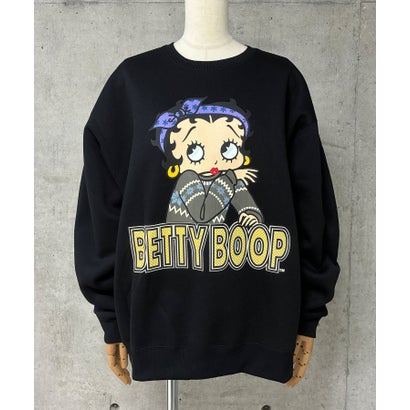 裏起毛BETTY BOOPフロント＆バックプリントオーバーサイズトレーナー （ブラック）｜詳細画像