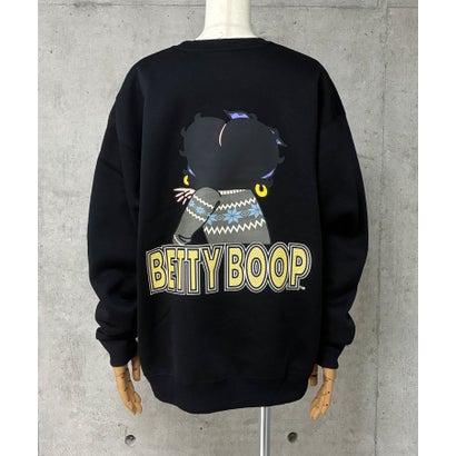 裏起毛BETTY BOOPフロント＆バックプリントオーバーサイズトレーナー （ブラック）｜詳細画像