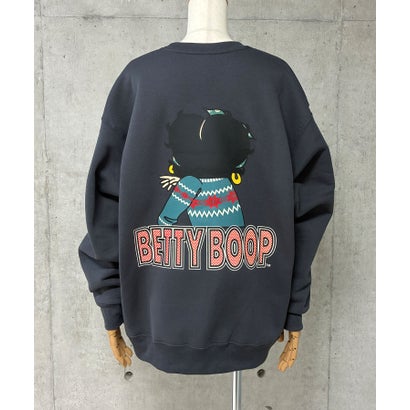 裏起毛BETTY BOOPフロント＆バックプリントオーバーサイズトレーナー （チャコールグレー）｜詳細画像
