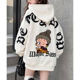 裏起毛BETTY BOOPバックプリントオーバーサイズパーカー （アイボリー）