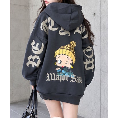 裏起毛BETTY BOOPバックプリントオーバーサイズパーカー （チャコールグレー）｜詳細画像