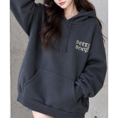裏起毛BETTY BOOPバックプリントオーバーサイズパーカー （チャコールグレー）｜詳細画像