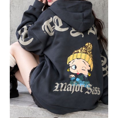 裏起毛BETTY BOOPバックプリントオーバーサイズパーカー （チャコールグレー）｜詳細画像