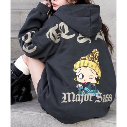 裏起毛BETTY BOOPバックプリントオーバーサイズパーカー （チャコールグレー）｜詳細画像