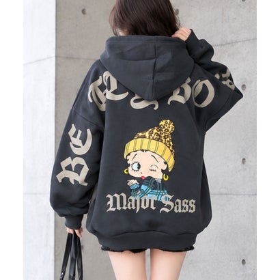 裏起毛BETTY BOOPバックプリントオーバーサイズパーカー （チャコールグレー）｜詳細画像