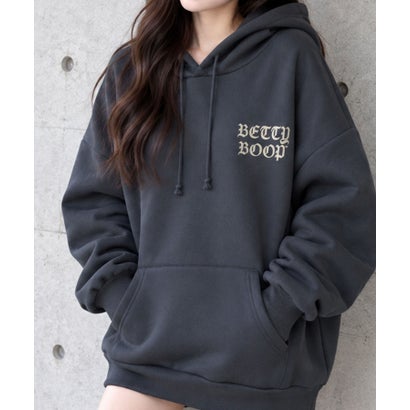 裏起毛BETTY BOOPバックプリントオーバーサイズパーカー （チャコールグレー）｜詳細画像