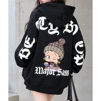 裏起毛BETTY BOOPバックプリントオーバーサイズパーカー （ブラック）｜詳細画像