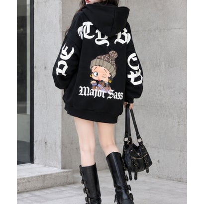 裏起毛BETTY BOOPバックプリントオーバーサイズパーカー （ブラック）｜詳細画像