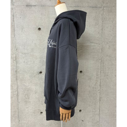 裏起毛バックロゴ＆刺繍オーバーサイズパーカー （チャコールグレー）｜詳細画像