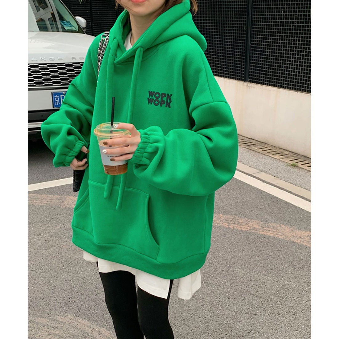 大人気カラー】ファッキンオーサム パーカー 裏起毛 グリーン 大きめ L 
