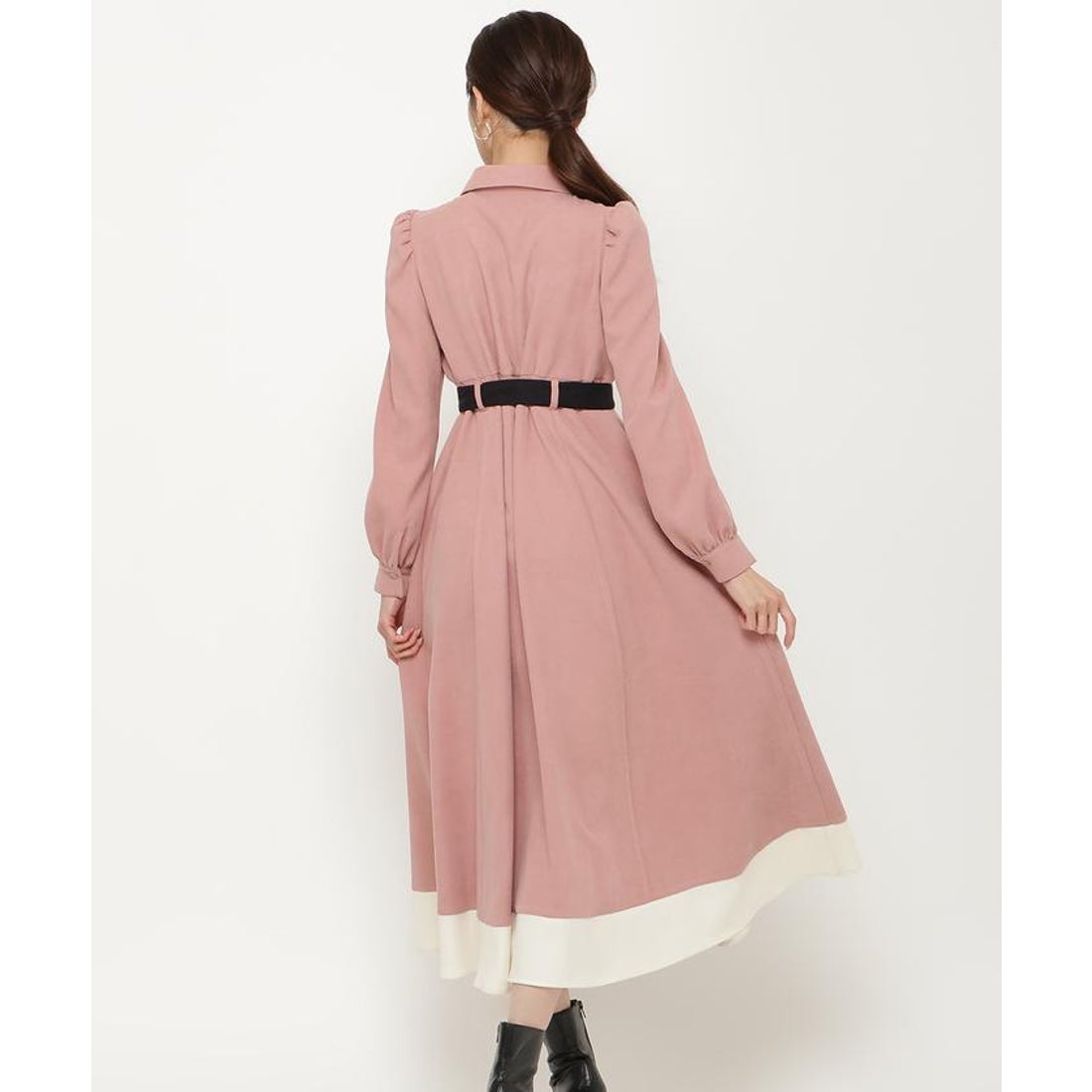 アンドクチュール AND COUTURE 配色シャツワンピース （ライトベージュ 