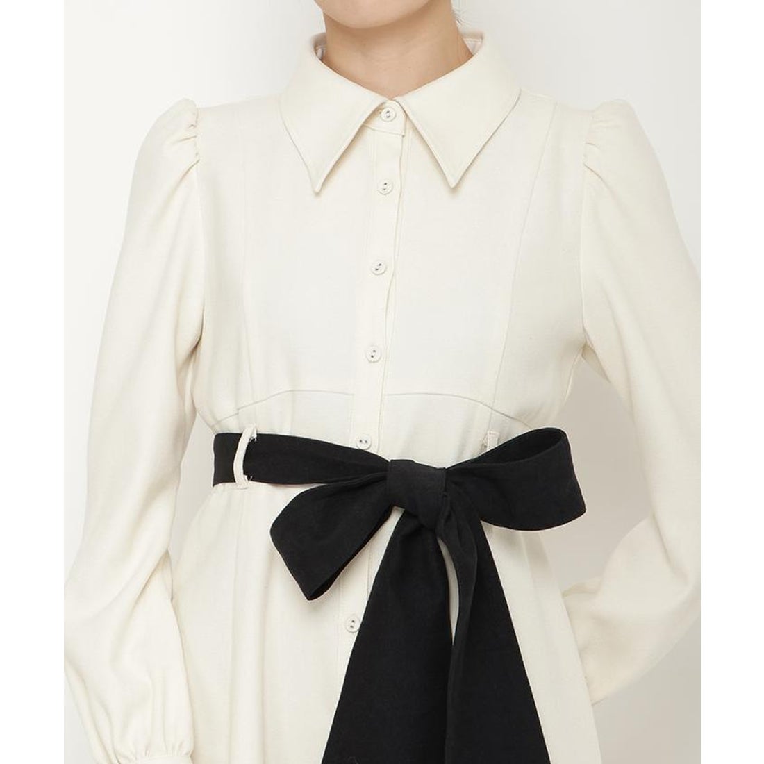アンドクチュール AND COUTURE 配色シャツワンピース （ライトベージュ 