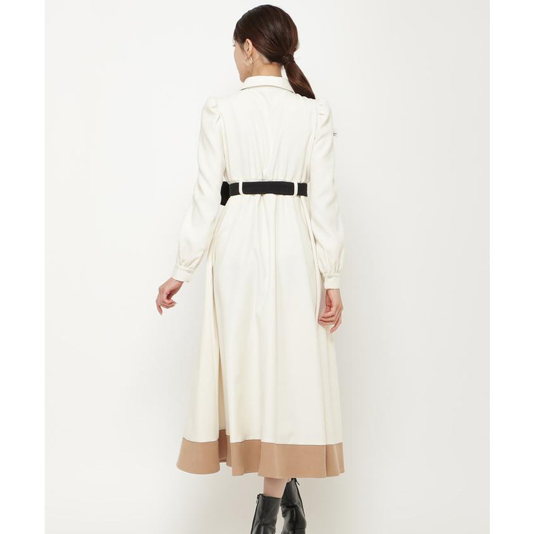 アンドクチュール AND COUTURE 配色シャツワンピース （ネイビー 
