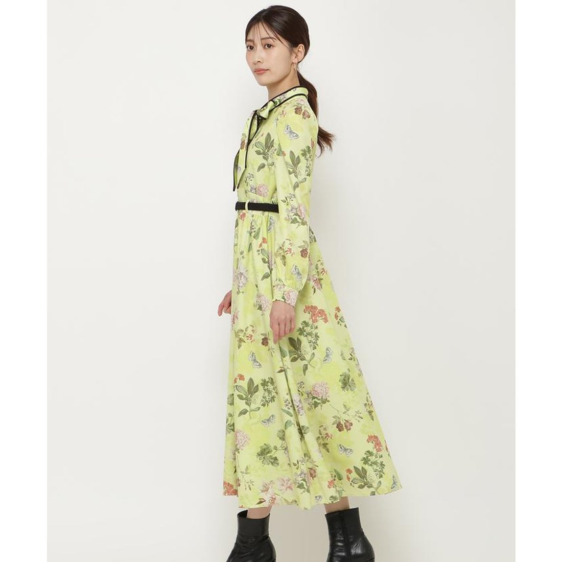 アンド クチュール フラワー ボタニカル ワンピ 花柄 イエロー 新品 タグ付 アンドクチュール AND COUTURE フラワーガーデンプリントワンピース
