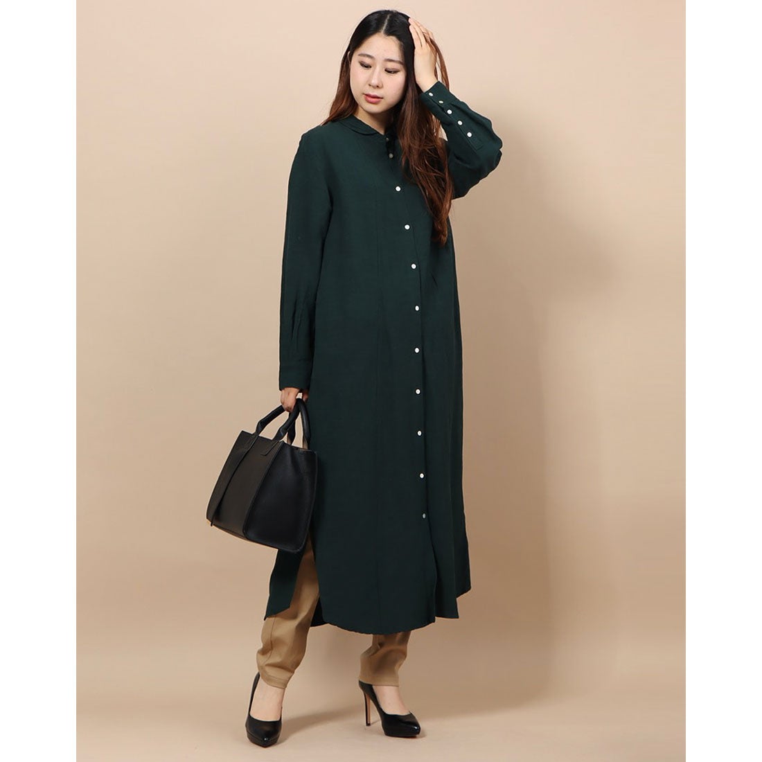 メルベイユアッシュ MERVEILLE H. VIS/LI ロングワンピース （ベージュ 