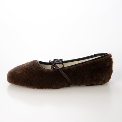 異素材 ファー バレエシューズ （4084ブラウンCL）｜詳細画像