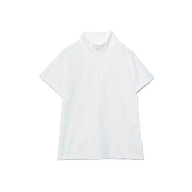 コットンタッチ天竺  ハーフジップTシャツ LADIES （白）