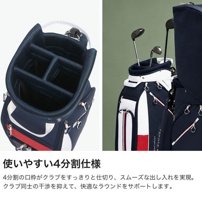 トミー ヒルフィガー ゴルフ TOMMY HILFIGER GOLF キャディバッグ メンズ レディース 9.0型 おしゃれ 46インチ 4分割 合皮 カート カート型 キャディーバッグ カートキャディバッグ エッセンシャル THMG6SC6 （ネイビー）｜詳細画像