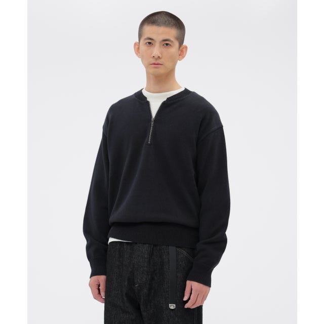 DENSE ECO PLATED COTTON KNITWEAR （BLACK）