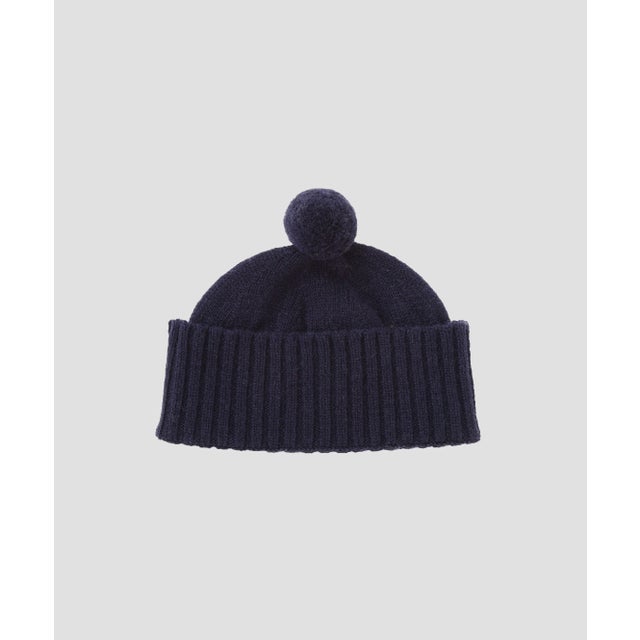 MHL DEEP RIB BOBBLE HAT （NAVY）