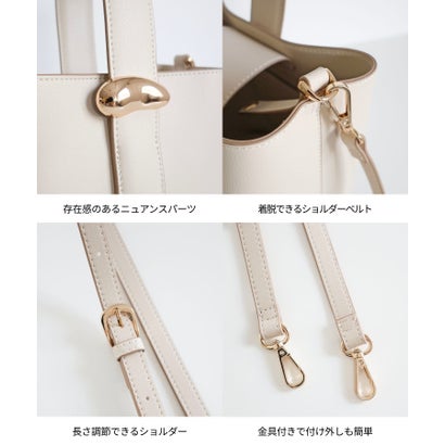 ニュアンスパーツワンハンドルショルダーバッグ （ダークブラウン）｜詳細画像