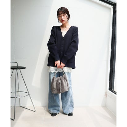【大人女子/きれいめカジュアル/高見え】切り替え巾着2wayショルダーバッグ （アイボリー）｜詳細画像