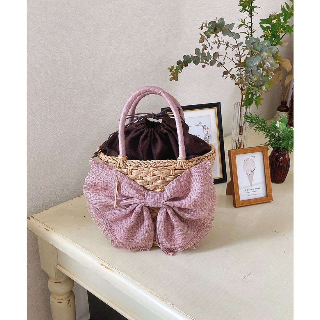 ミアン MIAN ビッグリボントートバッグ （ピンク） -靴＆ファッション