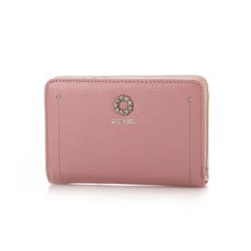 プリマ アオリ付きラウンドファスナー二つ折り財布 （ピンク）
