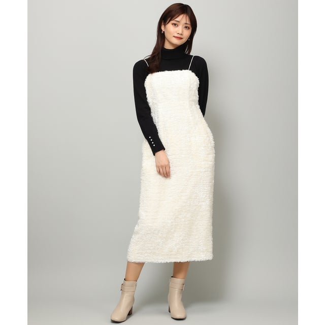 カットジャガードフリンジキャミワンピース/MM347420 （IVORY）