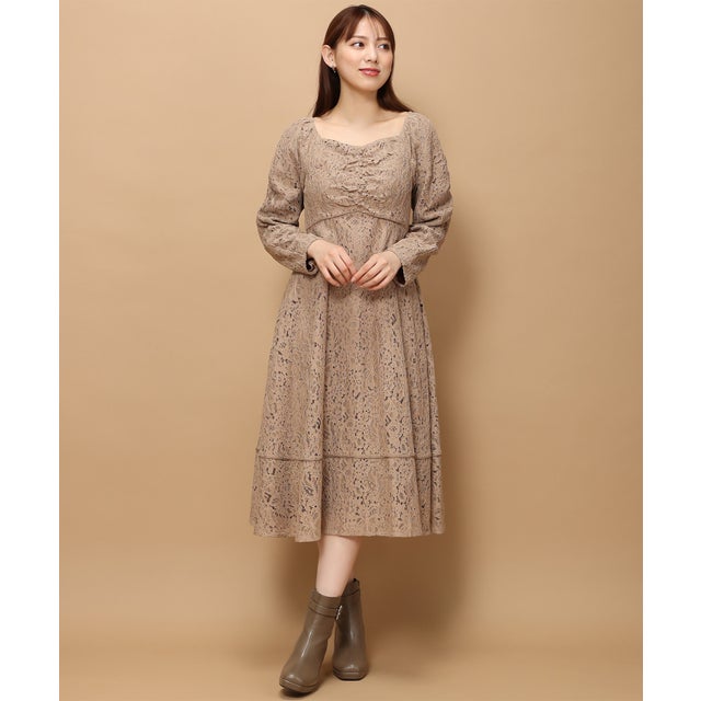 レース袖コンシャスワンピース/MM347406 （MOCHA）
