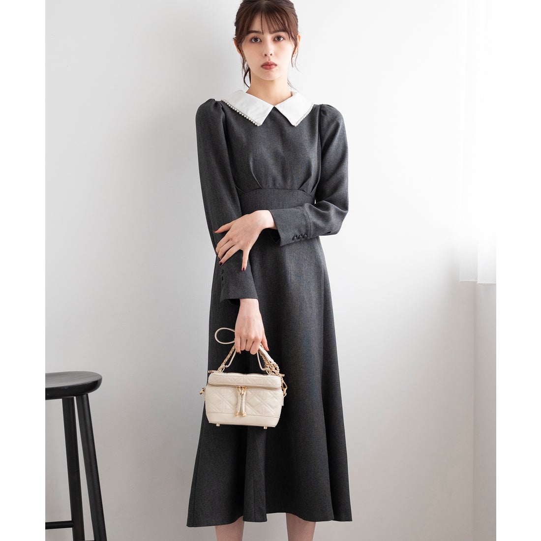 ミッシュマッシュ MISCH MASCH パール襟ワンピース/MM347407 （BLACK
