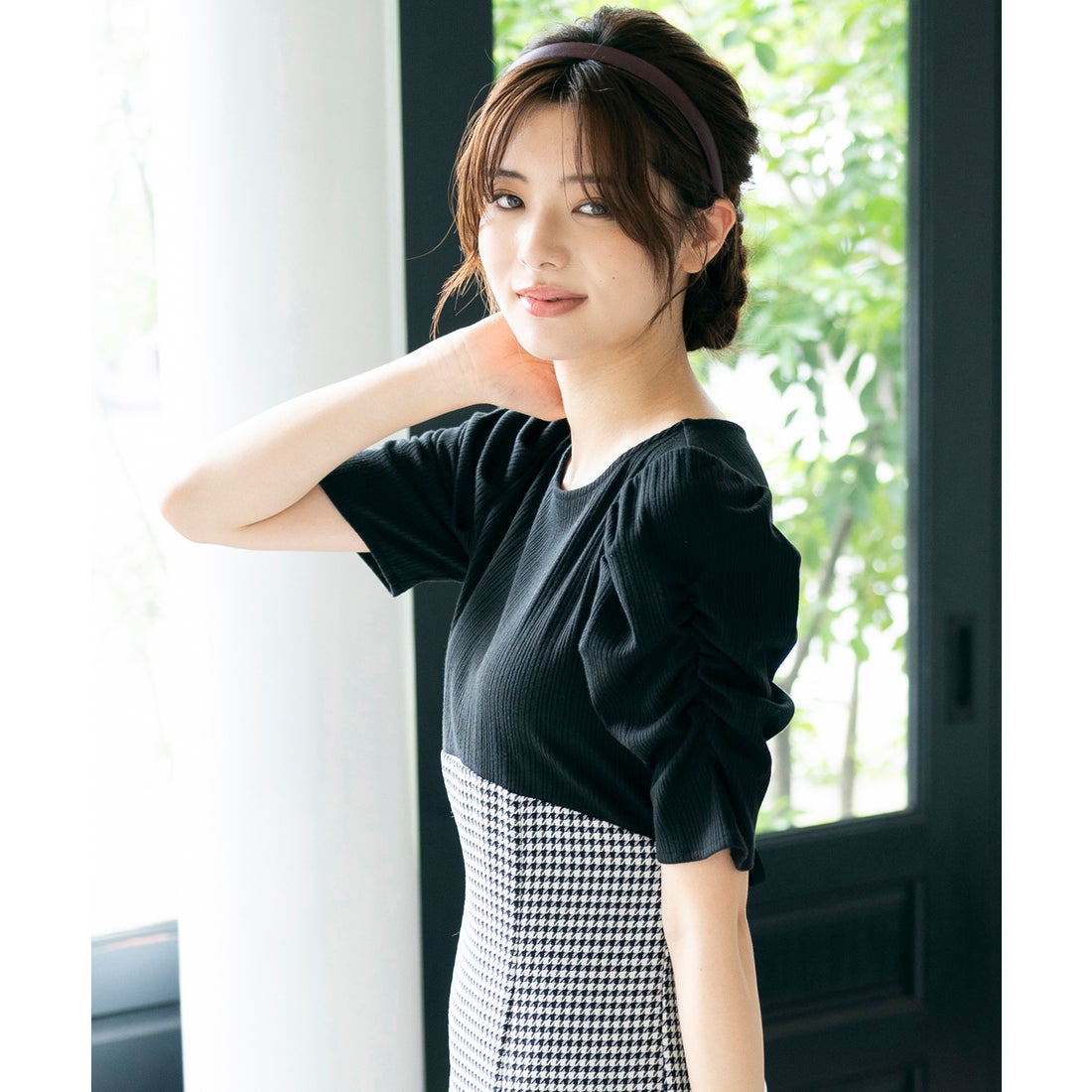 ミッシュマッシュ MISCH MASCH ギャザースリーブドッキングワンピース/MM327419 （BLACK） - ファッション通販 ...