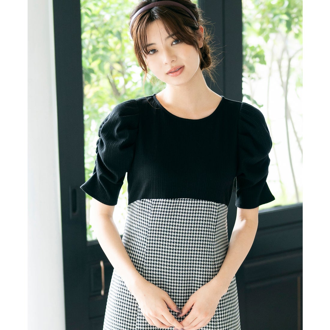 ミッシュマッシュ MISCH MASCH ギャザースリーブドッキングワンピース/MM327419 （BLACK） - ファッション通販 ...