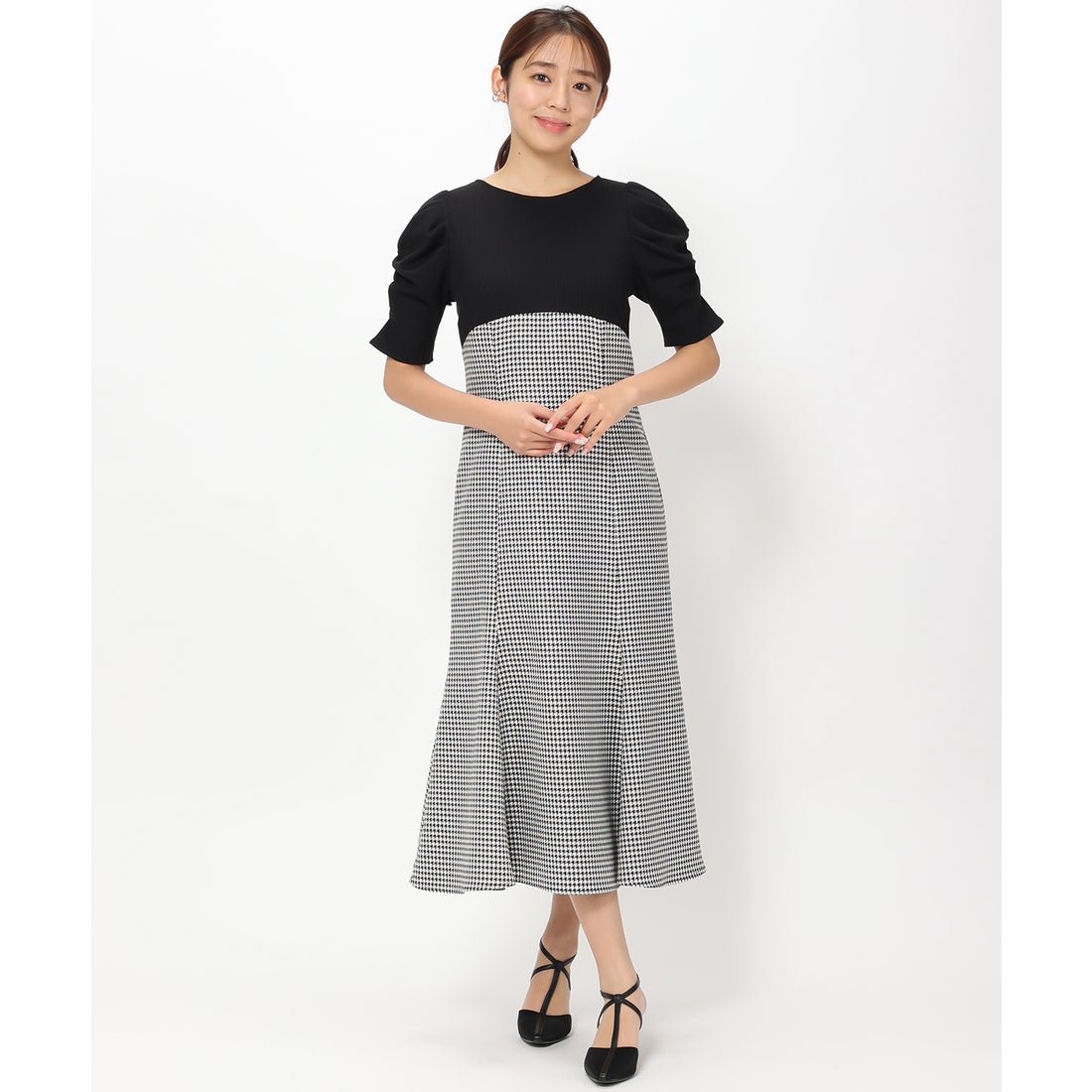 ミッシュマッシュ MISCH MASCH ギャザースリーブドッキングワンピース/MM327419 （BLACK） - ファッション通販 ...