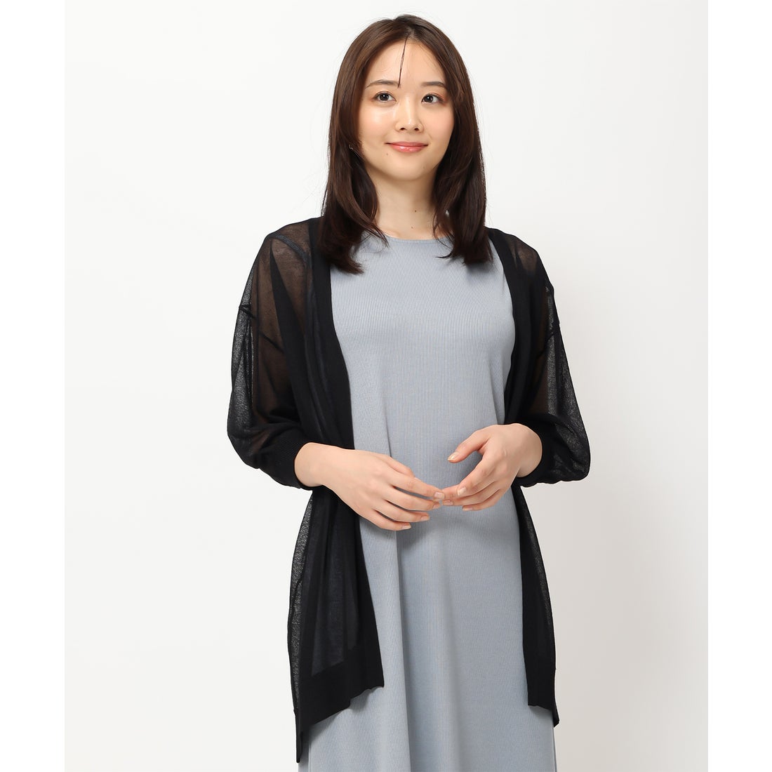 ダグ無し試着のみ［be witth M］Misayoメッシュロゴガーディガン ミッシュマッシュ MISCH MASCH 【2024春夏新作】シアーラメミドル丈